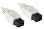DINIC FireWire 800 Kabel 9 polig Stecker auf Stecker, Anschlusskabel, weiß, 1m